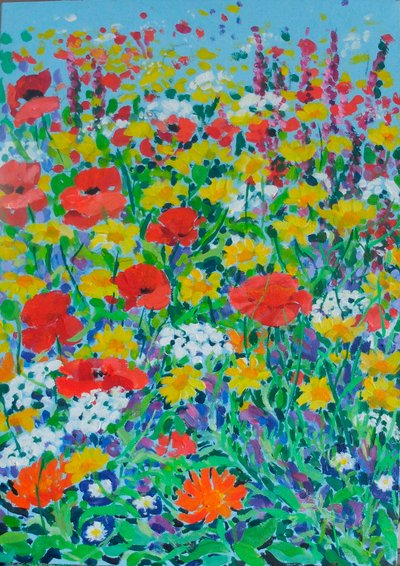 野の花の草原, 2024 （キャンバスにアクリル） 作： フランシス・ナッグス
