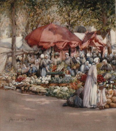 北フランスの市場の日 1910年頃 （水彩・紙） 作： Frances Nesbitt