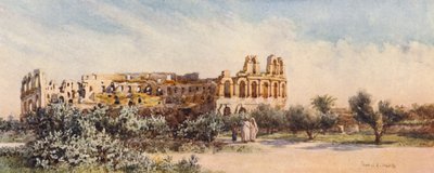 ローマ円形闘技場、エル・ジェム（カラーリトグラフ） 作： Frances Nesbitt
