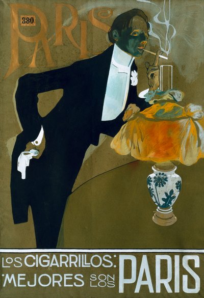 "The best cigarettes are those of Paris" 20世紀 (ポスター) 作： Francesc Xavier Gosé