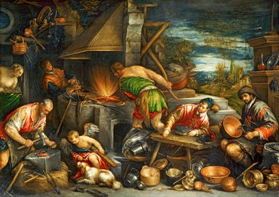 ラ・フォルジュ・ドゥ・ヴァルカン - ヴァルカンの鍛冶場 ... 作： Francesco (1549-92) Bassano