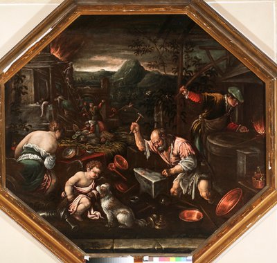 火のアレゴリー フランチェスコ・ダ・ポンテ（フランチェスコ・バッサーノ）（1549-1592）による絵画 ジュネス、ストラーダ・ヌオーヴァ美術館蔵 作： Francesco Bassano