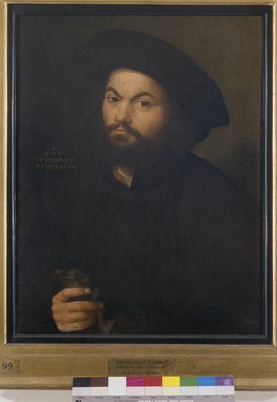 男の肖像、1520年頃（キャンバスに油彩） 作： Francesco Torbido