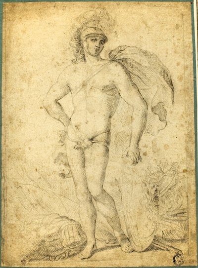 盾を持った裸の戦士（おそらくマルス）の立像 作： Francesco Albani