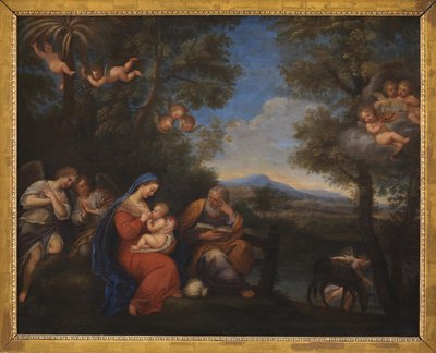 エジプトへの逃亡中の休息 作： Francesco Albani