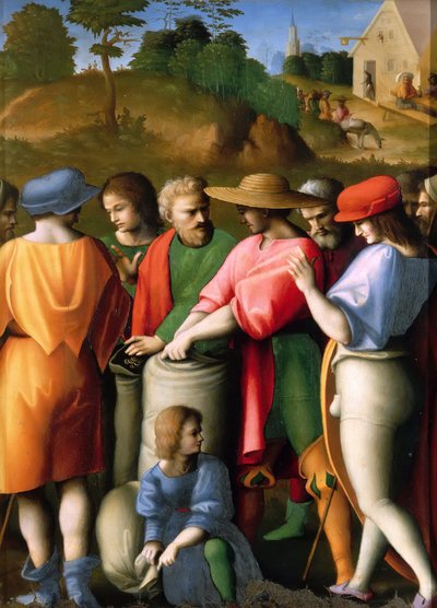 ヨセフの伝説: シルバー キャップの検索、1515-1516。 作： Francesco Bacchiacca