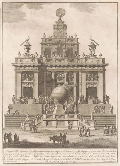 1785 年の中国の Seconda Macchina: 気球のあるプレジャー パレス、1785 年。 作： Francesco Barbazza