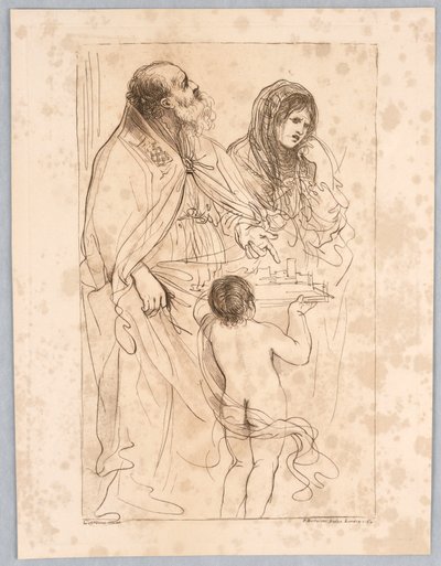 ゲルチーノの絵の後、他の人物とともにモデル都市を指し示す聖司教 作： Francesco Bartolozzi