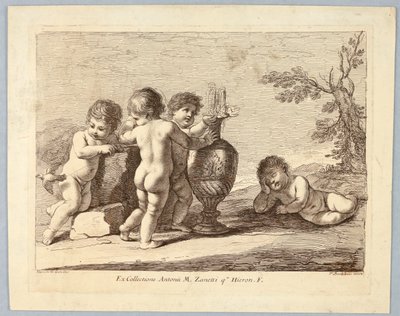 鳥と遊ぶ男の子 作： Francesco Bartolozzi