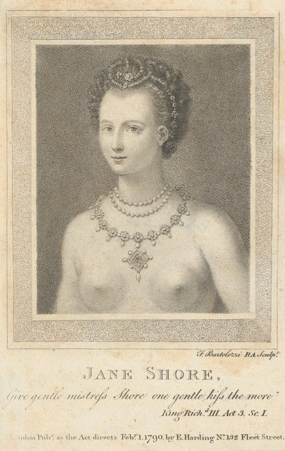 ジェーン・ショア: 優しい愛人ショアに優しいキスを 1 回与えるほど、シェークスピア...、1790 年 2 月 1 日. 作： Francesco Bartolozzi