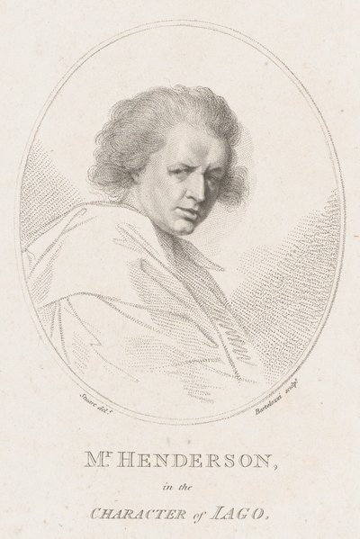 ジョン・ヘンダーソン、イアーゴ・シェイクスピアのオセロの登場人物、1786年。 作： Francesco Bartolozzi