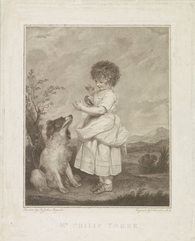 犬と鳥を持つフィリップ・ヨークの肖像 作： Francesco Bartolozzi
