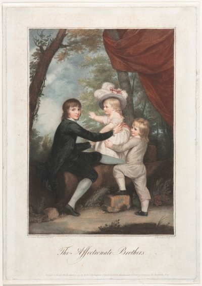 愛情深い兄弟、子羊の子供、1791年。 作： Francesco Bartolozzi