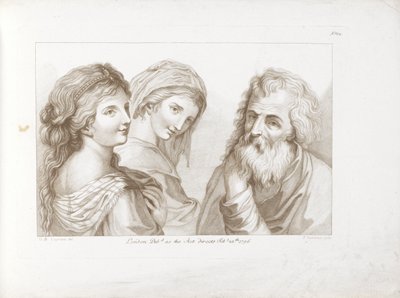 若い女性二人と老人一人 F Bartolozziによって刻まれたCiprianisの素描の基礎 作： Francesco Bartolozzi