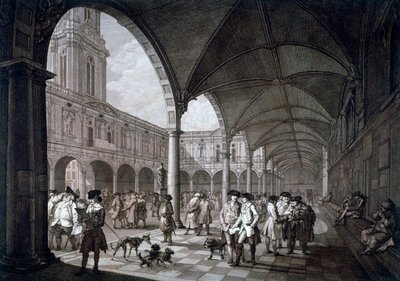 王立証券取引所の中庭の眺め、商人や仲買人、ロンドン市、1788 年 作： Francesco Bartolozzi