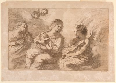 ヴァイオリンを弾く天使と聖母、幼児、ヨセフ 作： Francesco Bartolozzi