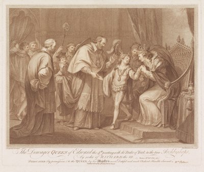 Weduwe van Edward IV staat haarzoon aan twee aartsbisschoppen af リチャード 3 世の命により、エドワード 4 世の王太后がヨーク公と 2 人の大司教に別れを告げる (オブジェクトの称号) 作： Francesco Bartolozzi