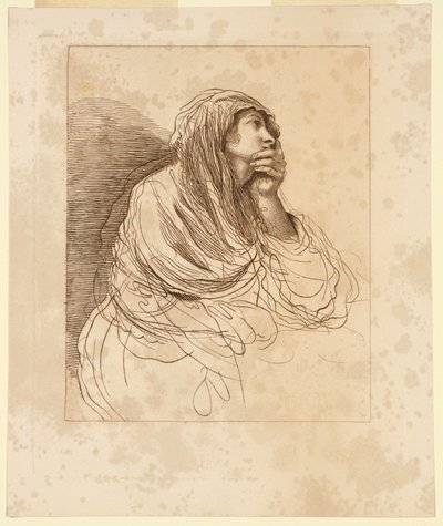 思慮深い態度の若い女性 作： Francesco Bartolozzi