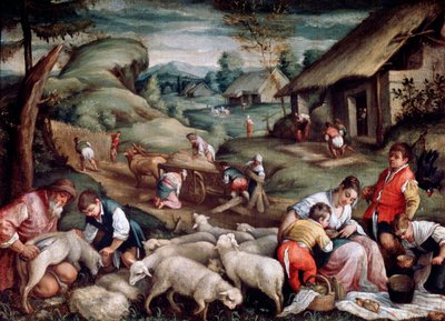 夏。羊の剪断、c1570-c1580 作： Francesco Bassano the Younger