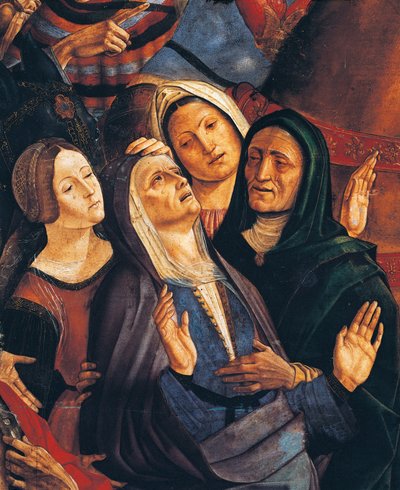 フランチェスコ・デ・ビアンキ・フェラーリ（1460年頃～1510年）作、パネル、267x220cm、「聖母、磔刑の細部 作： Francesco Bianchi Ferrari