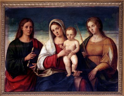 聖ヨハネと聖カタリナに囲まれた子供を持つ聖母（絵画 作： Francesco Bissolo
