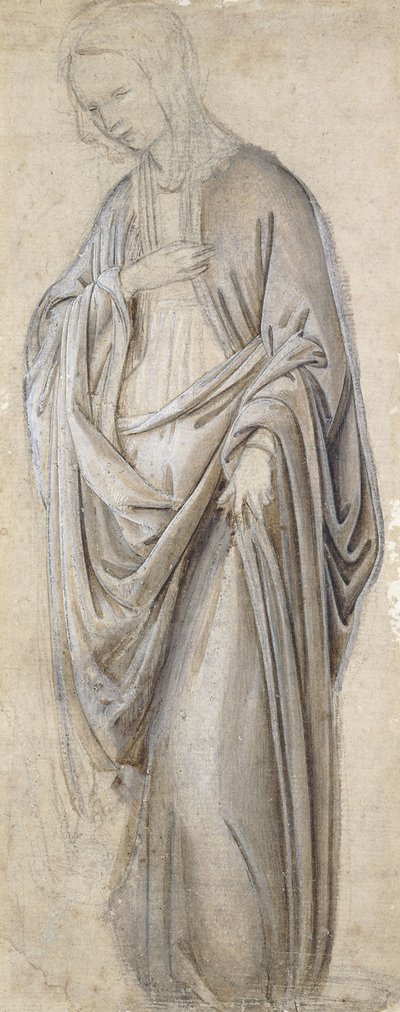 処女受胎告知のためのカーテンの研究、 作： Francesco Botticini