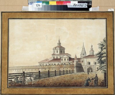""Vue du monastere Andronik (Andronikov ou Andronikof) a Moscou""(モスクワの聖アンドロニク修道院) Aquarelle de Francesco Camporesi (1747-1831) 1780 周辺 聖セルギウスの三位一体大修道院の国立野外博物館 (Laure デ ラ トリニテ サン セルジュ (Tr 作： Francesco Camporesi