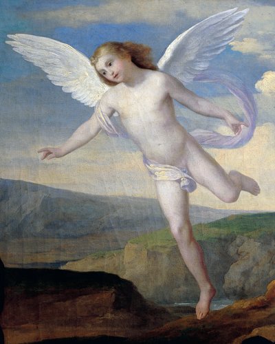 フランチェスコ・コゲッティ（1804-1875）による《ハガルとイシュマエルを訪ねる天使》（1846年頃）の細部、油彩・キャンバス、96x132 cm 作： Francesco Coghetti