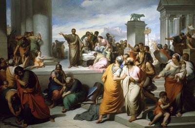 ルクレチアの遺体をローマ市民に見せるブルータス（フランチェスコ・コゲッティ（1804-1875）作 作： Francesco Coghetti