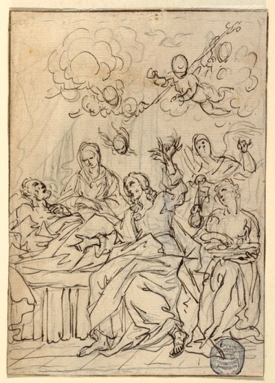 デッサン、聖ヨセフの死、1880年 作： Francesco Coghetti
