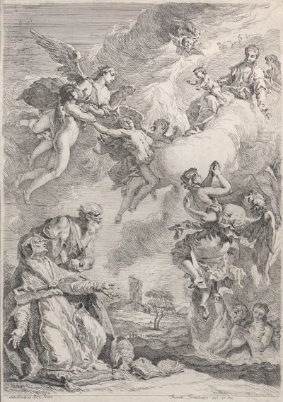 教皇聖グレゴリウス 1 世が祈りで魂を煉獄から解放する、1731 年。 作： Francesco Fontebasso