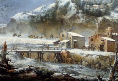 宿に立ち寄る。絵画：フランチェスコ・フォスキ(? - 1805) Ec.Ital. 作： Francesco Foschi