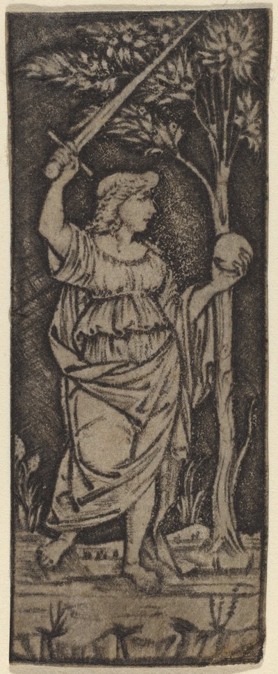 寓意的な人物: 剣と球を持つ女性 作： Francesco Francia or Peregrino da Cesena