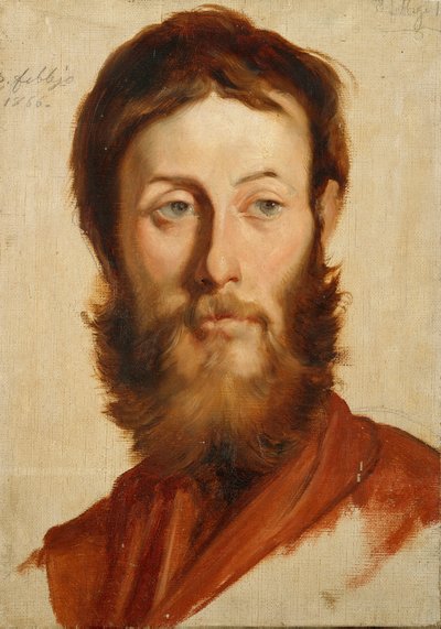 画家エルネスト・レイパー (1840-1873) の肖像 フランチェスコ・ガンドルフィ (1824-1873) による絵画 1866 日 40x28 cm Genes Nervi, Galleria d