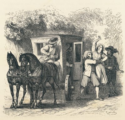 アレッサンドロ・マンゾーニ（1785-1873）作『婚約者』のエピソード「ルーシーの誘拐」、フランチェスコ・ゴニン（1808-1889）による1840年版の挿絵 作： Francesco Gonin