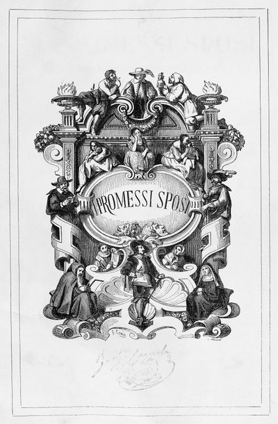 アレッサンドロ・マンゾーニ（1785-1873）の小説をフランチェスコ・ゴニン（1808-1889）が1840-1842年に出版した版のタイトルページ「The Betrothed」（イタリア 作： Francesco Gonin