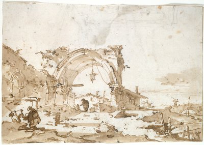 ゴシック様式のアーチが台無しになった奇想曲 作： Francesco Guardi