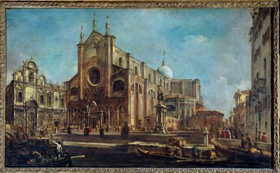 ジョバンニ教会とパオロ教会のカンポと、1766-1770年頃のヴェネツィアのサンマルコスクオラ。フランチェスコ・グアルディによる絵画 作： Francesco Guardi
