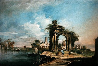 廃墟のアーチを持つカプリッチョ（油彩）（35489参照） 作： Francesco Guardi
