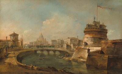 ローマ、サンタンジェロ城の幻想的な眺め 作： Francesco Guardi