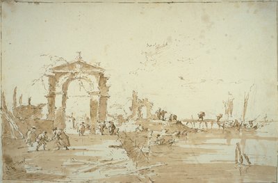 着陸橋近くのゲートウェイ 作： Francesco Guardi