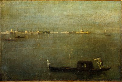ラグーン上のゴンドラ フランチェスコ・グアルディ（1712-1793）の絵画 1780年 約 Sun.25x38 cm ミラノ、ポルディ・ペッツォーリ美術館 作： Francesco Guardi