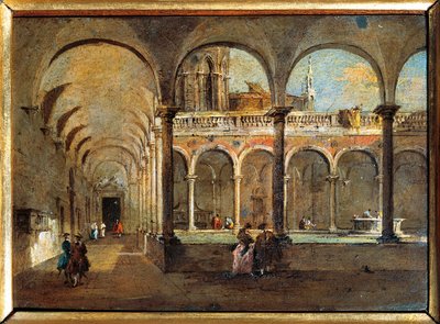 イタリア、ヴェネツィア、修道士の回廊 (絵画) 作： Francesco Guardi