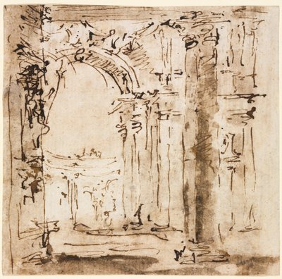 一対の素描: ピサニ邸の迷宮とドゥカーレ宮殿のあるサン マルコ広場のスケッチ 作： Francesco Guardi