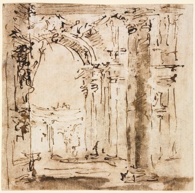 一対の絵：ピサニ邸とサンマルコ広場の迷宮のスケッチ、1773-1778年。 作： Francesco Guardi