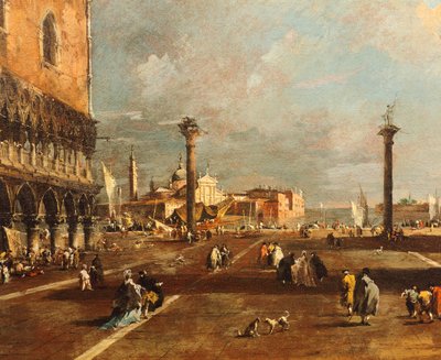 サン・ジョルジョ・マッジョーレに向かうサン・マルコ広場、フランチェスコ・グアルディ（1712-1793）作、キャンバスに油彩、45x72 cm 作： Francesco Guardi