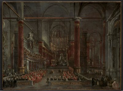 SSでの式典。ジョヴァンニエパオロ、ヴェネツィア、1782年、c。 1783年。 作： Francesco Guardi