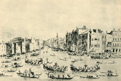 大運河のレガッタ、ベニス、18世紀半ばから後半、1943年。 作： Francesco Guardi