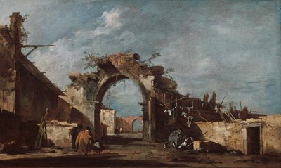 荒廃したアーチ道、177593。 作： Francesco Guardi