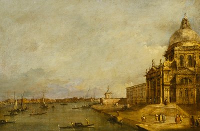 サンタマリアデッレサルートと大運河への入り口、ヴェネツィア、東向き 作： Francesco Guardi